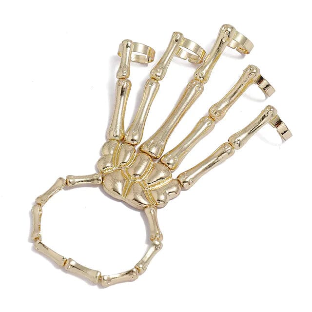 2-Pack: Gothic Bone Bracelet with Ring Holiday Decor & Apparel Gold - DailySale