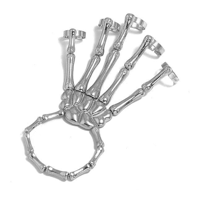 2-Pack: Gothic Bone Bracelet with Ring Holiday Decor & Apparel Silver - DailySale