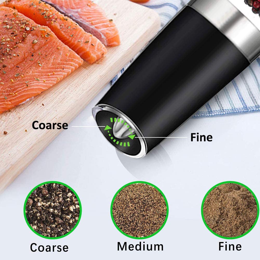 2-Pack: Gravity Electric Salt Pepper Grinder Kitchen Tools & Gadgets - DailySale