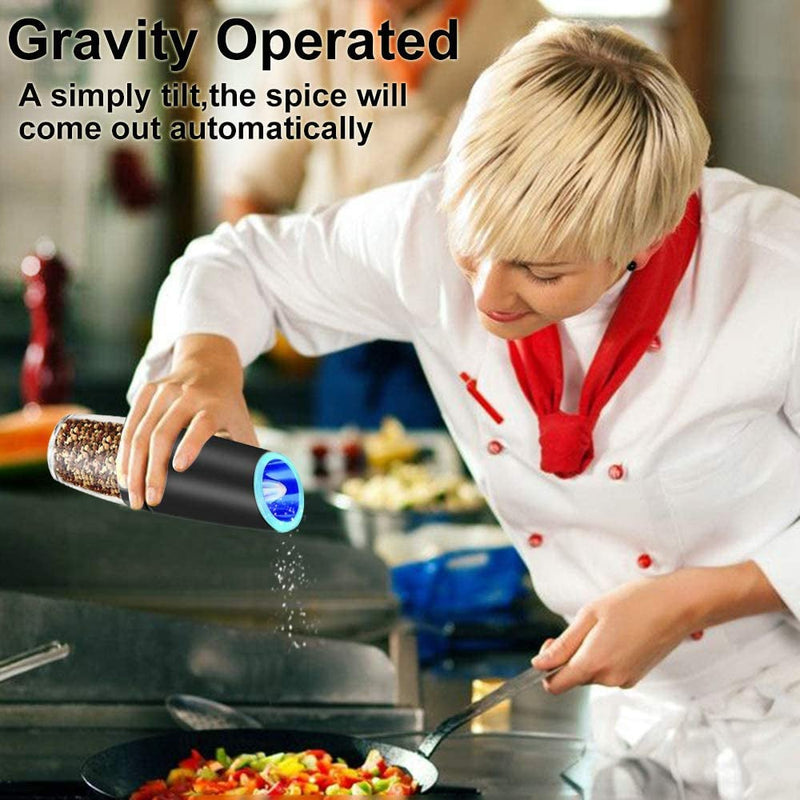  Gravity Electric Salt and Pepper Grinder Set, 2 Pack