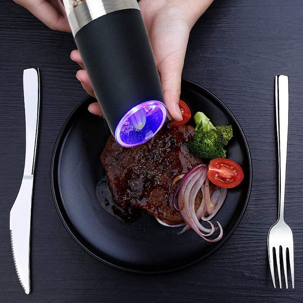 2-Pack: Gravity Electric Salt Pepper Grinder Kitchen Tools & Gadgets - DailySale