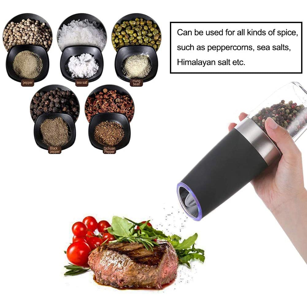 2-Pack: Gravity Electric Salt Pepper Grinder Kitchen Tools & Gadgets - DailySale