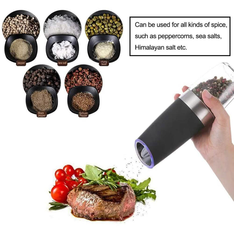2-Pack: Gravity Electric Salt Pepper Grinder Kitchen Tools & Gadgets - DailySale