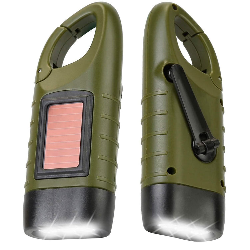 2-Pack: Hand Crank Solar Powered Flashlight Sports & Outdoors - DailySale