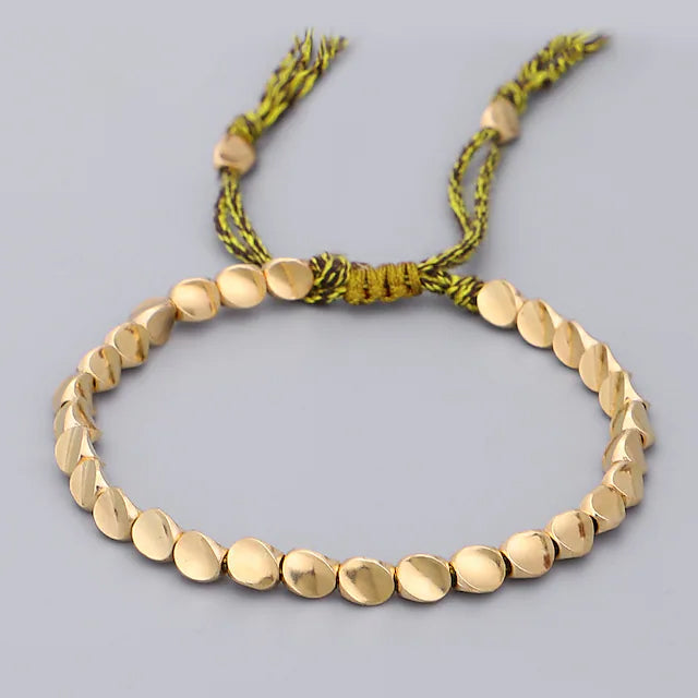 2-Pack: Handmade Copper Bead Bracelet Bracelets Yellow - DailySale