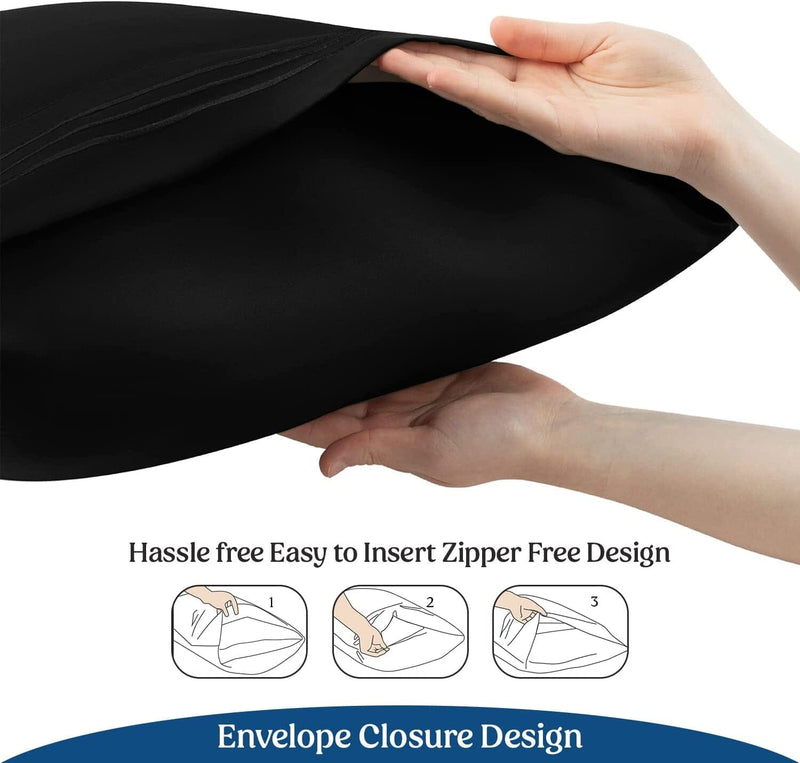 2-Pack: Hannah Linen Microfiber Pillowcases Breathable & Envelop Closure Pillow Covers Set
