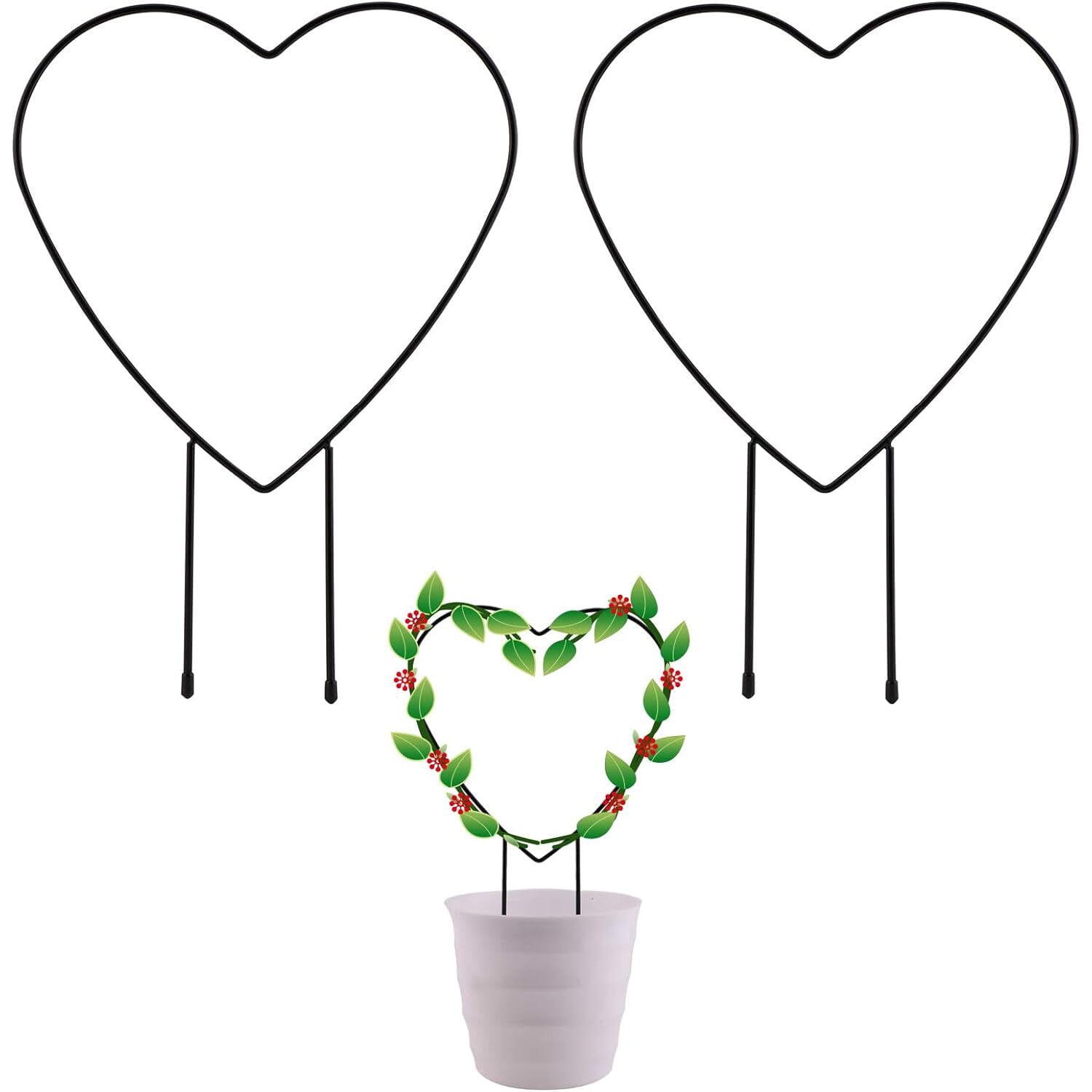 2-Pack: Heart-Shaped Plant Support Stake Garden & Patio - DailySale