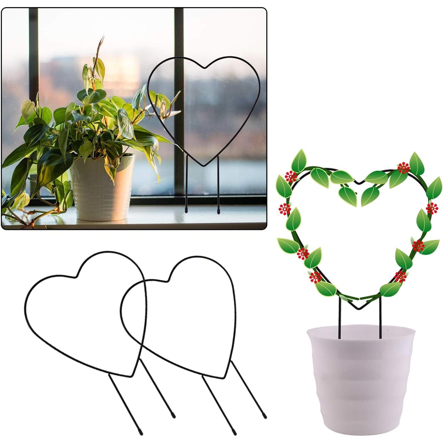 2-Pack: Heart-Shaped Plant Support Stake Garden & Patio - DailySale