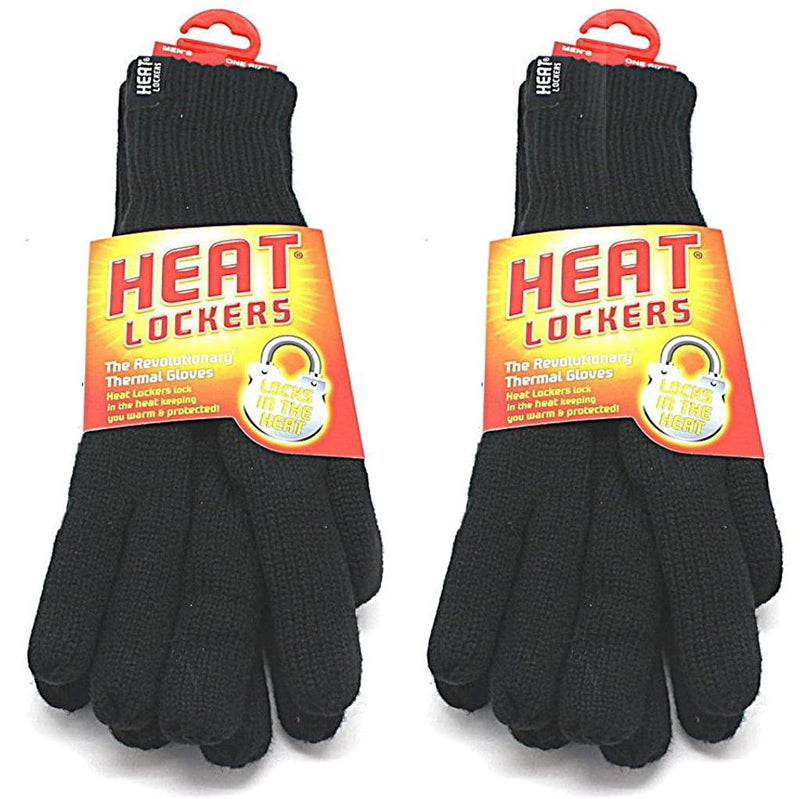 2-Pack: Heat Lockers Mens Black Thermal Gloves with Insulation Lining Men's Accessories - DailySale