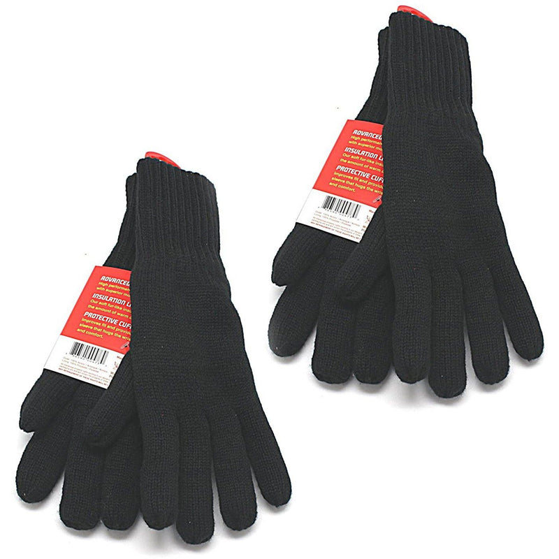 2-Pack: Heat Lockers Mens Black Thermal Gloves with Insulation Lining Men's Accessories - DailySale