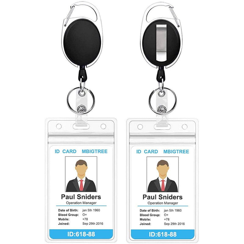 2-Pack: Heavy Duty Retractable Badge Holders with Carabiner Reel Clip and Vertical Style Clear ID Card Holders Everything Else - DailySale