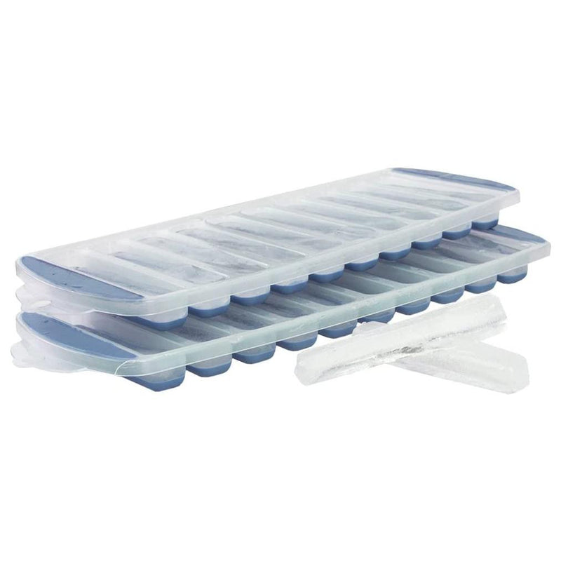 2-Pack: Home Basics Ultra-Slim Plastic Pop Blue Ice Cube Tray Kitchen & Dining - DailySale