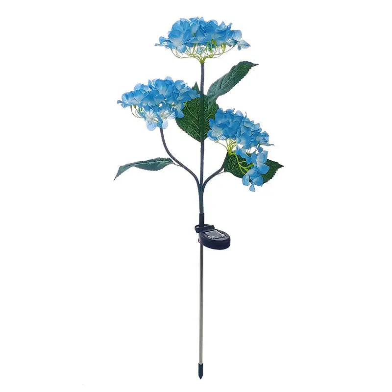 2-Pack: Hydrangea Solar LED Flower Lights with 3 Heads Outdoor Waterproof Garden Lights Garden & Patio Blue - DailySale