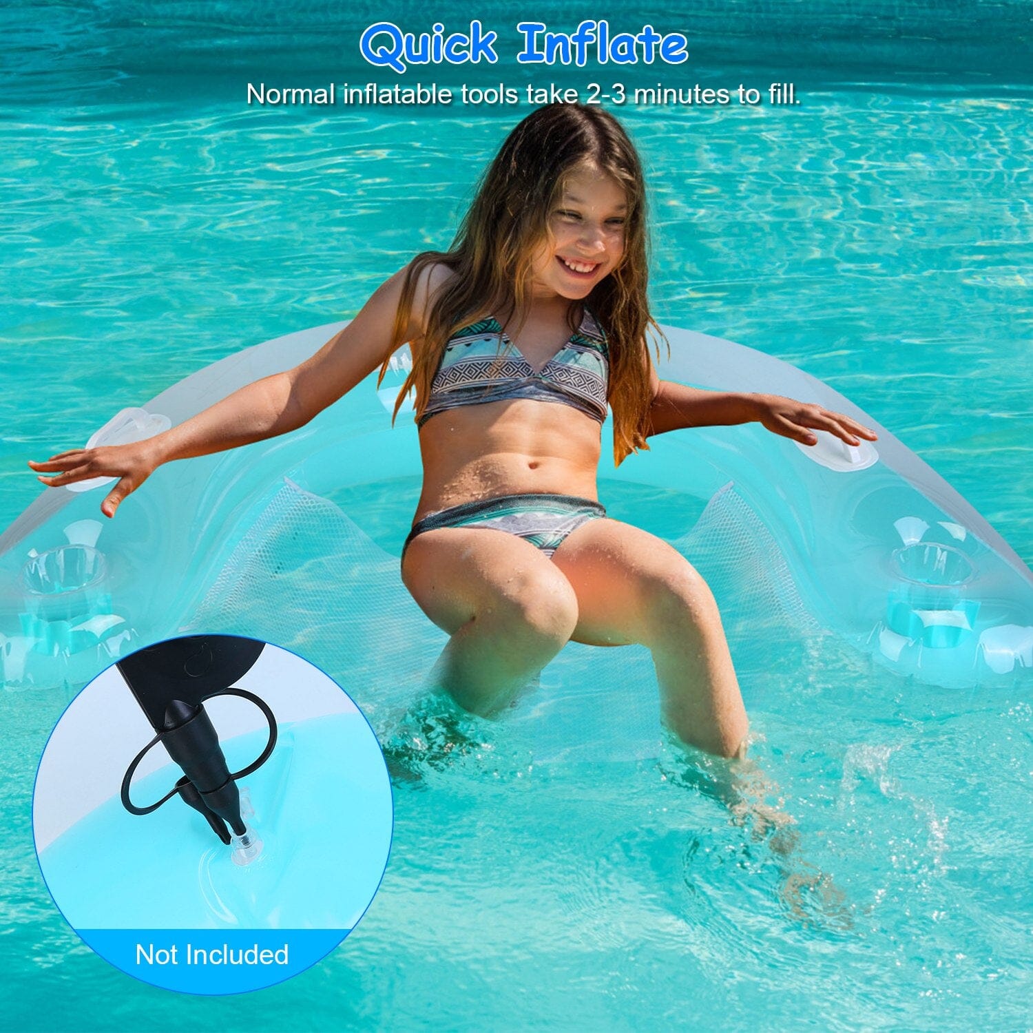 2-Pack: Inflatable Float Pool Chair with Cup Holder Arm Rest Sports & Outdoors - DailySale