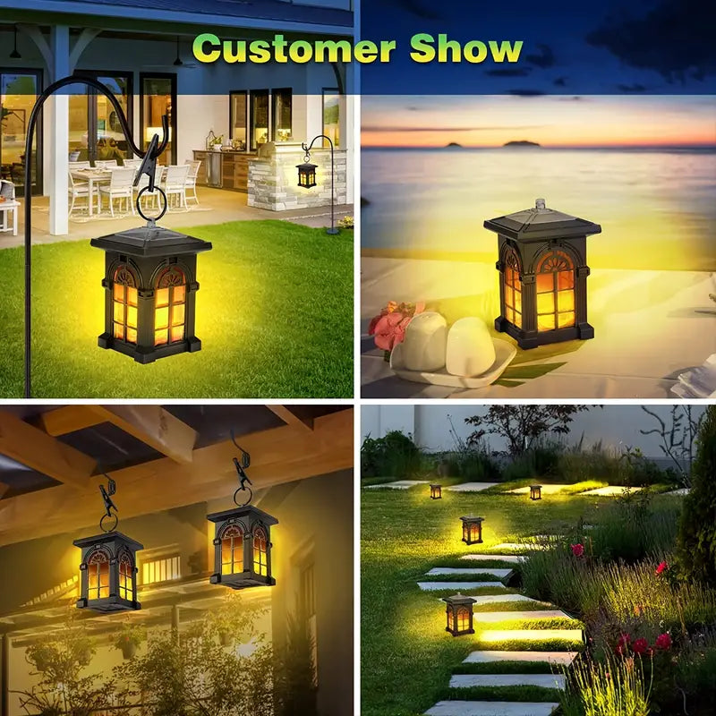 2-Pack: IP65 Waterproof Solar Outdoor Lights With Flickering Flame Holiday Decor & Apparel - DailySale