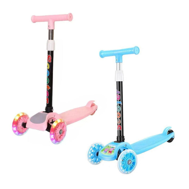 2-Pack: Kids T-Bar Scooter With Flashing Wheels Toys & Games Blue/Pink - DailySale