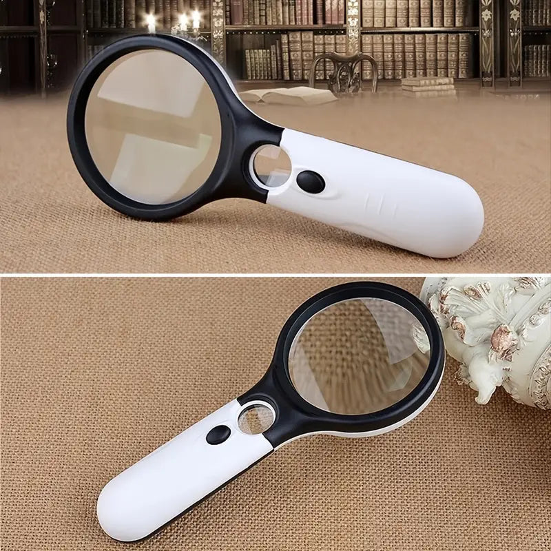 White Plastic Handheld Pocket LED Magnifier Jewelry Magnifying