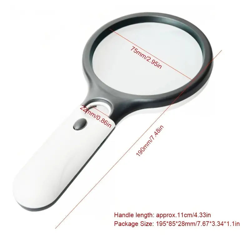 3x & 45x Dual Lens Magnifier With Light - Real Glass Lighted Handheld  Magnifier For Reading, Coins, Jewelry - With Small Pocket Magnifier