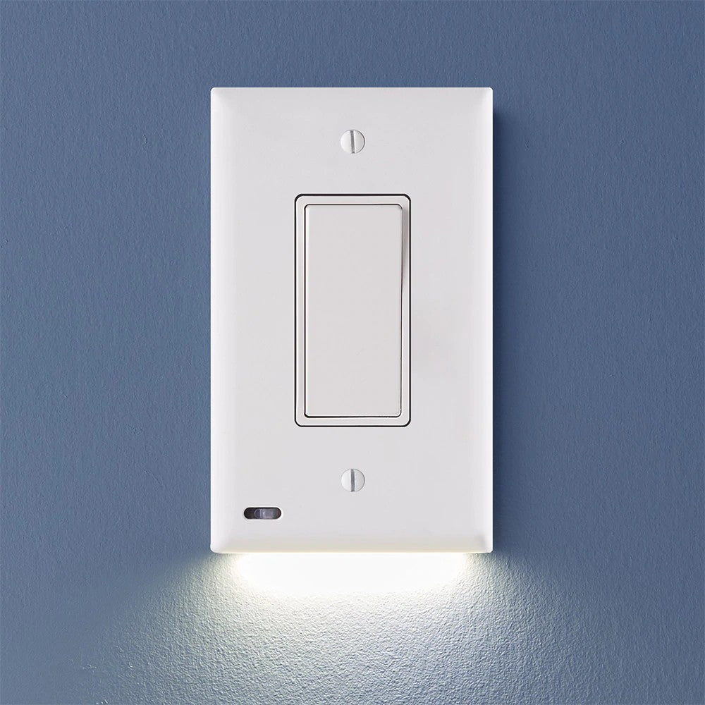 Wide switch LED Motion Light Switch Plate placed on a wall, available at Dailysale