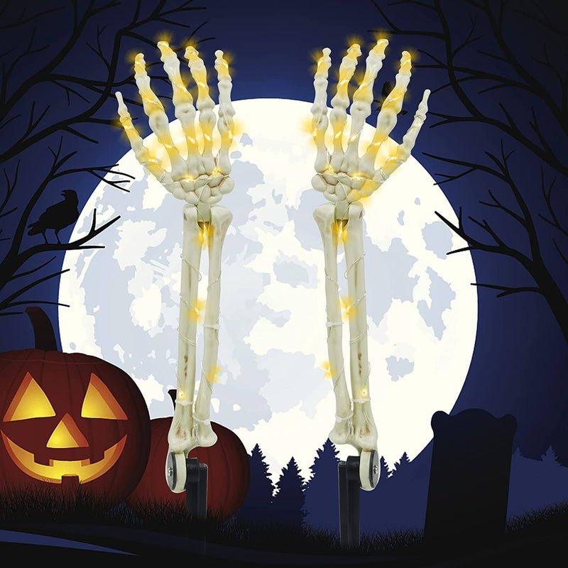 2-Pack: Light Up Skull Arm Stakes Holiday Decor & Apparel - DailySale
