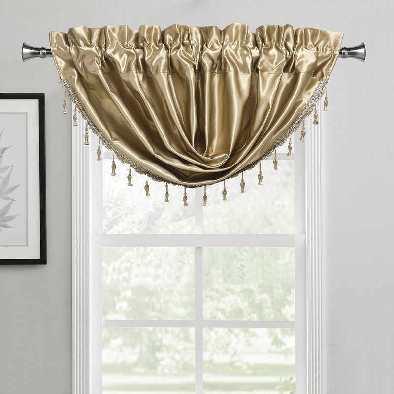 2-Pack: Luxury Waterfall Austrian Beads Trimmed Window Valances Furniture & Decor Gold - DailySale