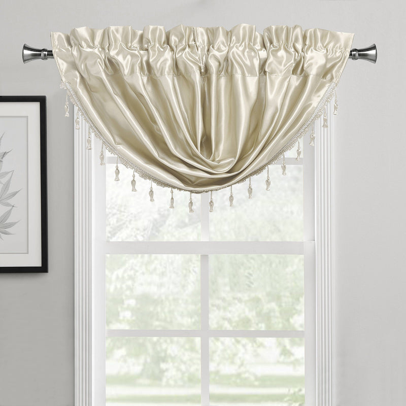 2-Pack: Luxury Waterfall Austrian Beads Trimmed Window Valances Furniture & Decor Ivory - DailySale