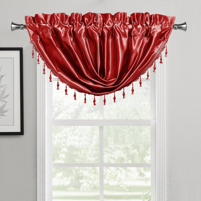2-Pack: Luxury Waterfall Austrian Beads Trimmed Window Valances Furniture & Decor Ruby Red - DailySale