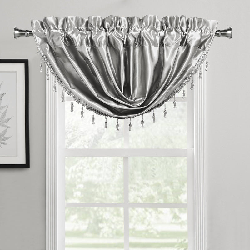 2-Pack: Luxury Waterfall Austrian Beads Trimmed Window Valances Furniture & Decor Silver - DailySale