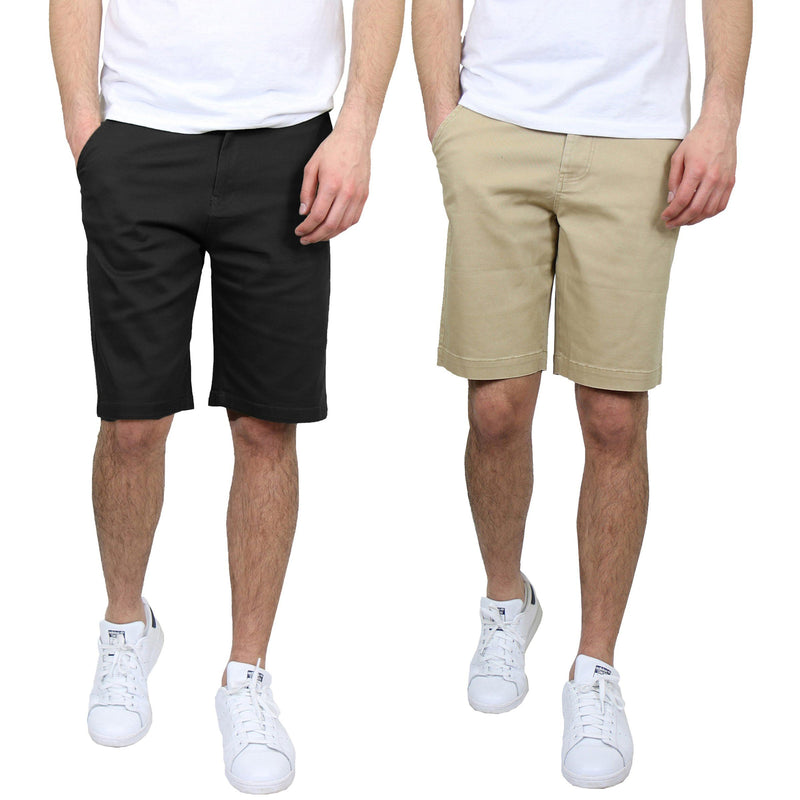 2-Pack: Men's 5-Pocket Flat-Front Slim-Fit Stretch Chino Shorts Men's Clothing Black/Khaki 30 - DailySale