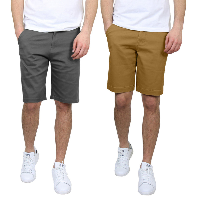 2-Pack: Men's 5-Pocket Flat-Front Slim-Fit Stretch Chino Shorts Men's Clothing Gray/Timber 30 - DailySale