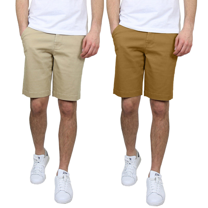 2-Pack: Men's 5-Pocket Flat-Front Slim-Fit Stretch Chino Shorts Men's Clothing Khaki/Timber 30 - DailySale