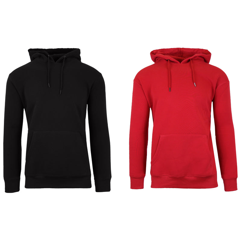 2-Pack: Men’s and Women’s Fleece Pullover Hoodie Men's Outerwear Black/Red S - DailySale