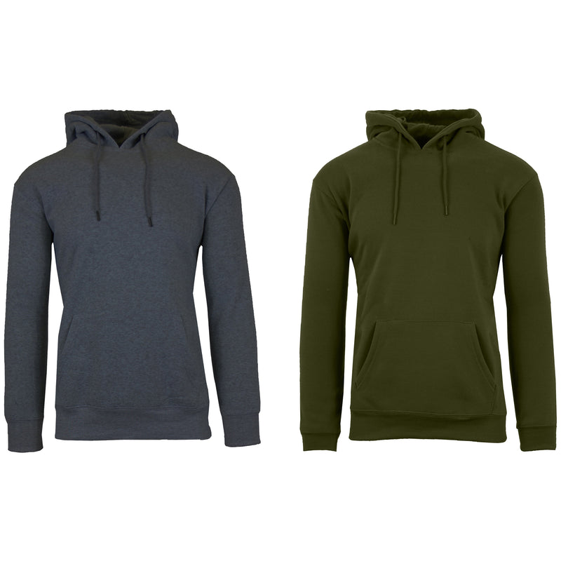 2-Pack: Men’s and Women’s Fleece Pullover Hoodie Men's Outerwear Charcoal/Olive S - DailySale