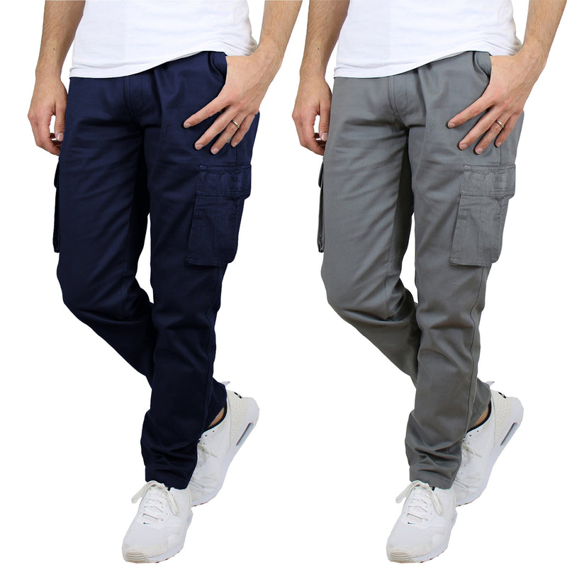 2-Pack: Men's Cotton Cargo Pants With Belt Men's Bottoms Navy/Gray 30 - DailySale
