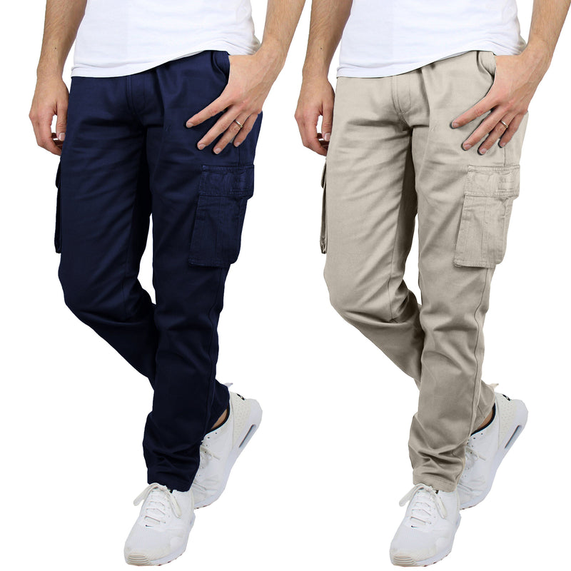 2-Pack: Men's Cotton Cargo Pants With Belt Men's Bottoms Navy/Khaki 30 - DailySale