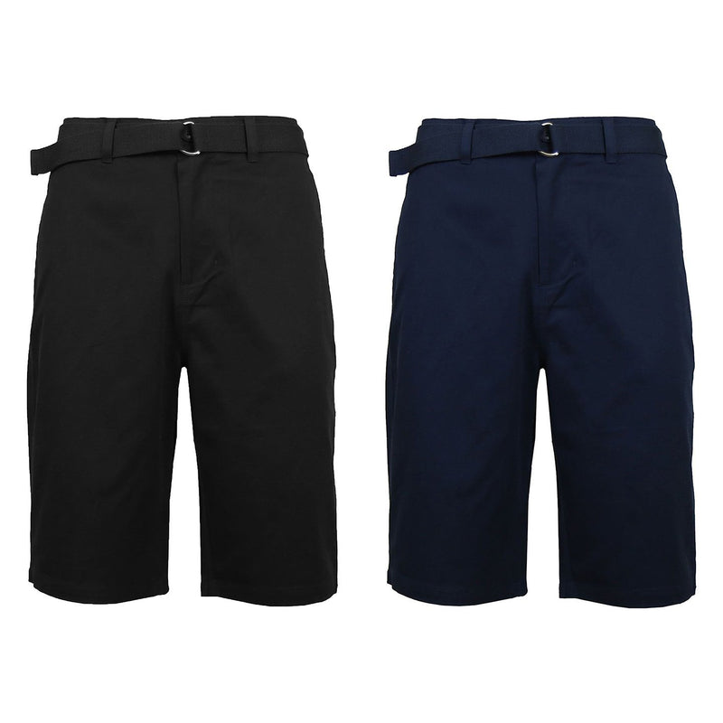2-Pack: Men's Cotton Chino Shorts with Belt Men's Apparel 30 Black/Navy - DailySale