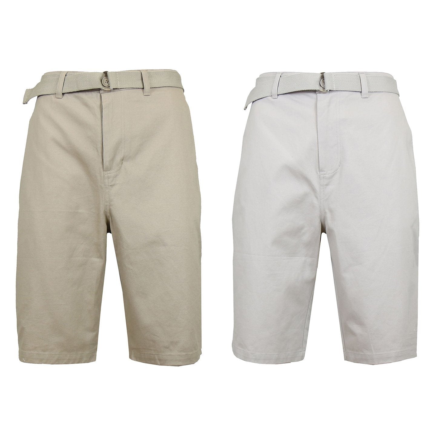 2-Pack: Men's Cotton Chino Shorts with Belt Men's Apparel 30 Khaki/Sand - DailySale