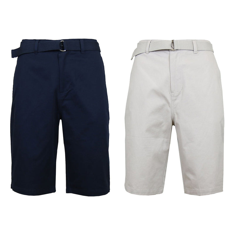 2-Pack: Men's Cotton Chino Shorts with Belt Men's Apparel 30 Navy/Sand - DailySale
