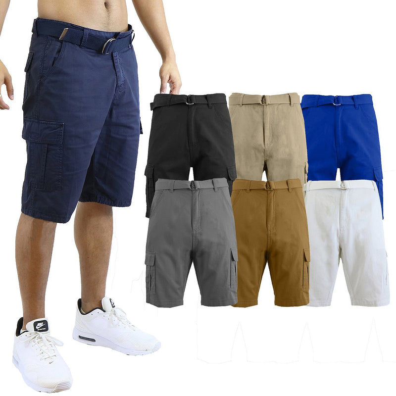 2-Pack: Men's Cotton Classic Cargo Shorts With Belt Men's Clothing - DailySale