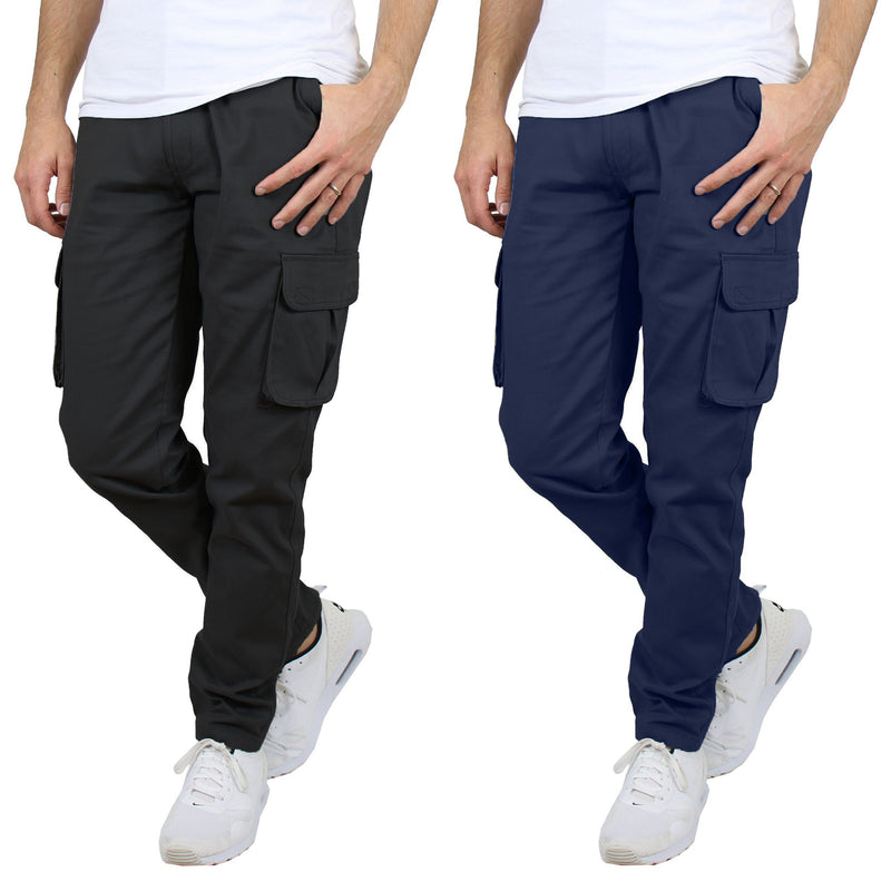 2-Pack: Men's Cotton Flex Stretch Cargo Pants Men's Clothing Black/Navy 30 30 - DailySale