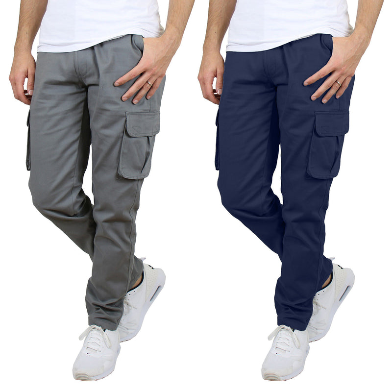 2-Pack: Men's Cotton Flex Stretch Cargo Pants Men's Clothing Gray/Navy 30 30 - DailySale