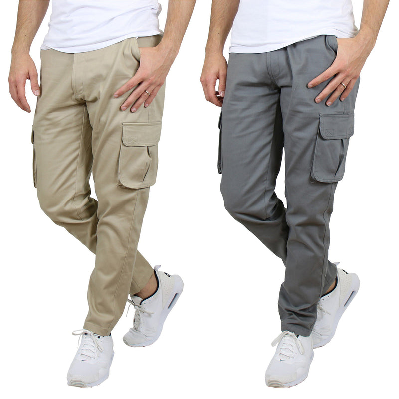 2-Pack: Men's Cotton Flex Stretch Cargo Pants Men's Clothing Khaki/Gray 30 30 - DailySale