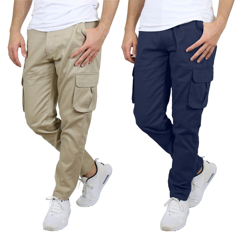 2-Pack: Men's Cotton Flex Stretch Cargo Pants Men's Clothing Khaki/Navy 30 30 - DailySale
