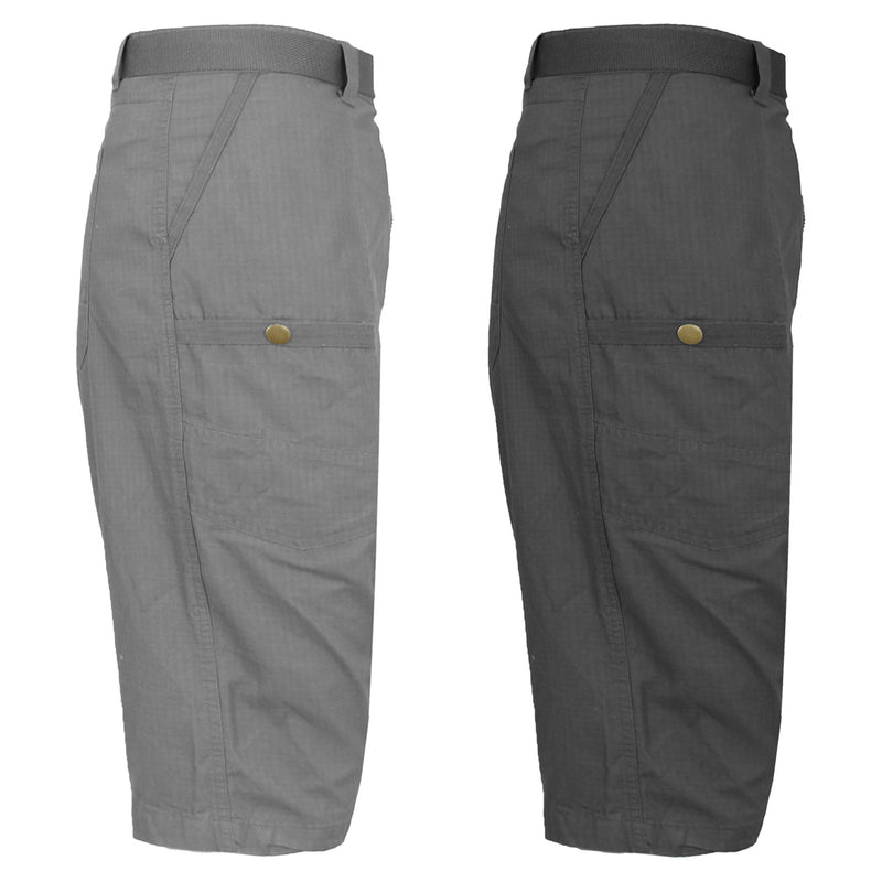 2-Pack: Men's Extended Size Cotton Cargo Utility Belted Shorts Men's Clothing Tech Light Gray/Dark Gray 44 - DailySale