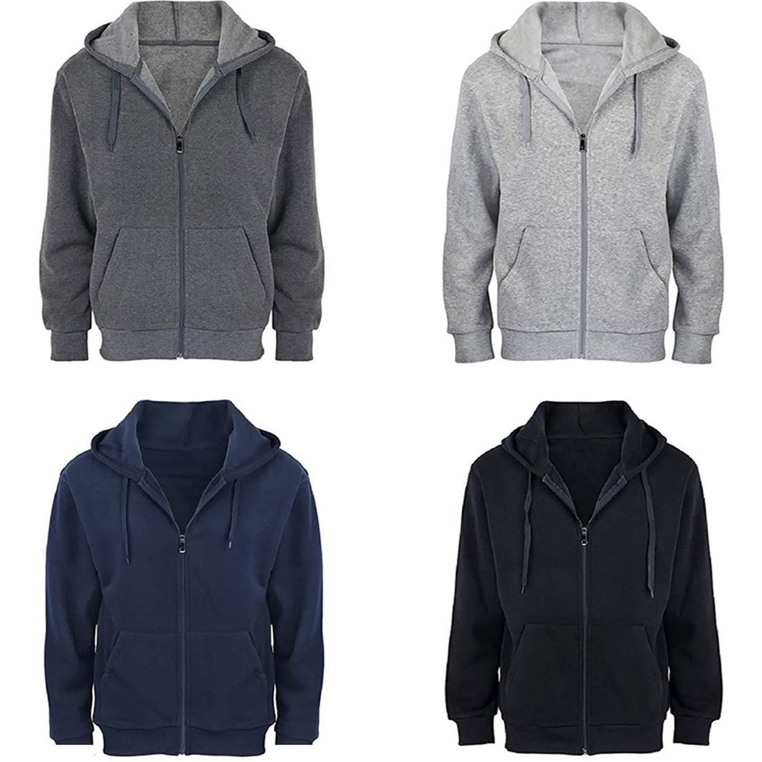 2-Pack: Men's Fleece Cotton Blend Full-Zip Hoodie Men's Outerwear M - DailySale