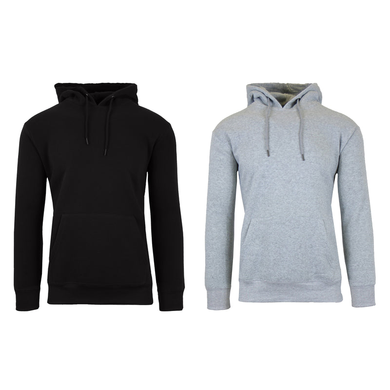 2-Pack: Men’s Fleece Pullover Hoodie Men's Clothing Black/Heather Gray S - DailySale