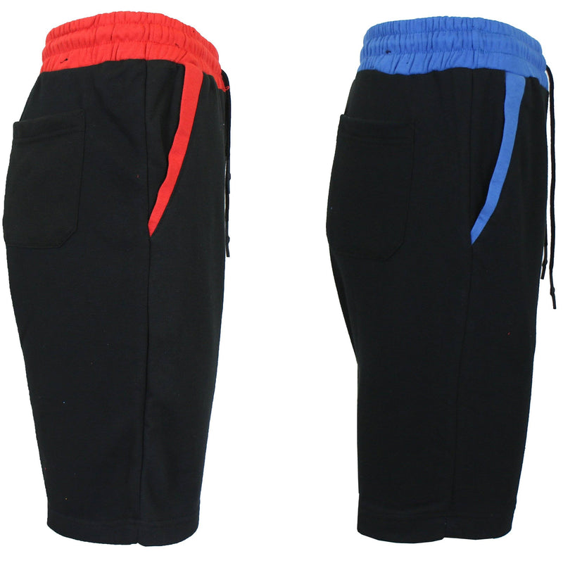 2-Pack Men's French Terry Regular Pockets Jogger Sweat Lounge Shorts Men's Clothing Black/Royal & Black/Red S - DailySale