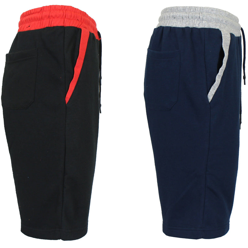 2-Pack Men's French Terry Regular Pockets Jogger Sweat Lounge Shorts Men's Clothing Navy & Black/Red S - DailySale