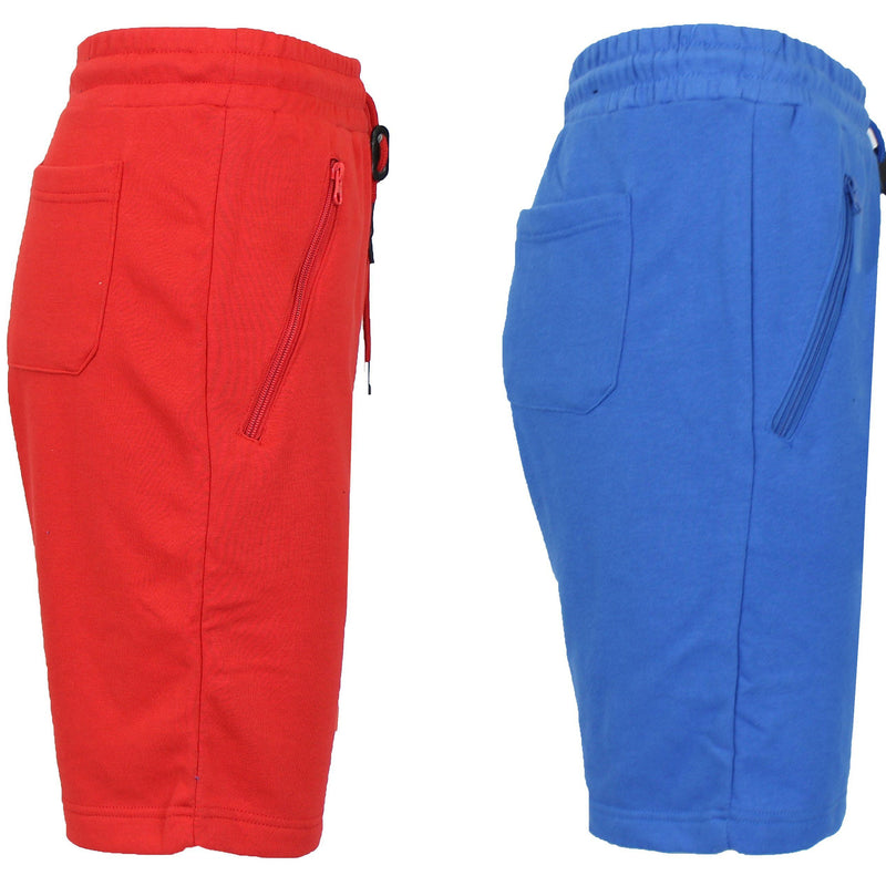 2-Pack: Men's French Terry Zipper Pockets Jogger Sweat Lounge Shorts Men's Clothing Red/Royal S - DailySale
