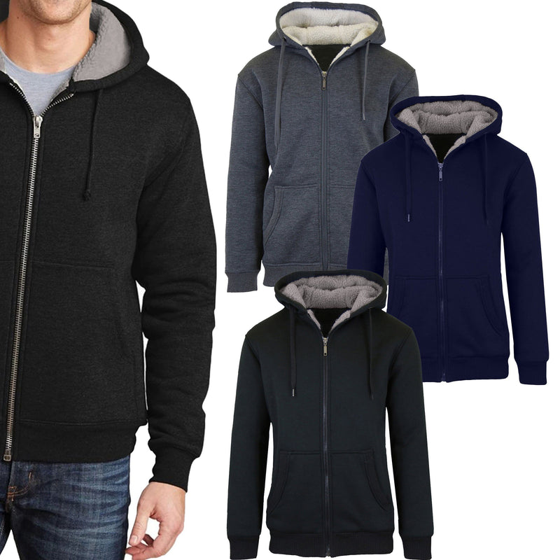 2-Pack: Men's Heavyweight Sherpa Fleece-Lined Zip Hoodie Sweater Men's Clothing - DailySale